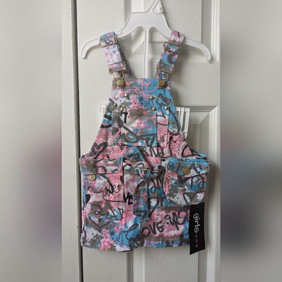 Girls graffiti print overalls - Picture 1 of 10
